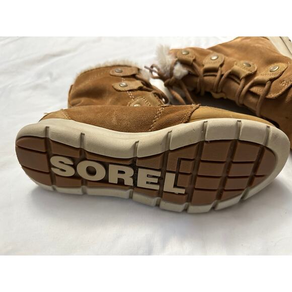 Sorel Womens Size 6.5 Joan Fur Lined Leather Waterproof Camel Brown Snow Boots - Picture 10 of 13